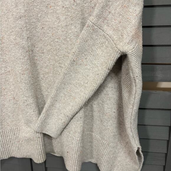 LOFT Boxy Fit Heathered Beige Oversized Mock Neck Knit Sweater Size XS - Picture 5 of 8